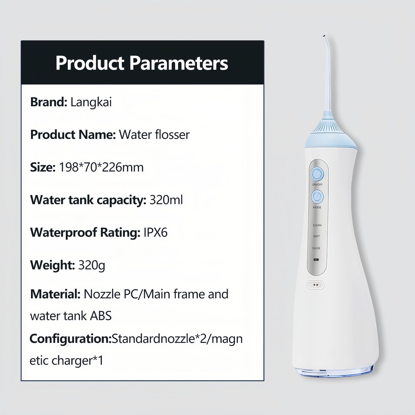 Portable Water Flosser Cordless - 1500PSI, 200ml Tank, USB-C Fast Charge, IPX7, 4 Tips (TSA-Friendly)