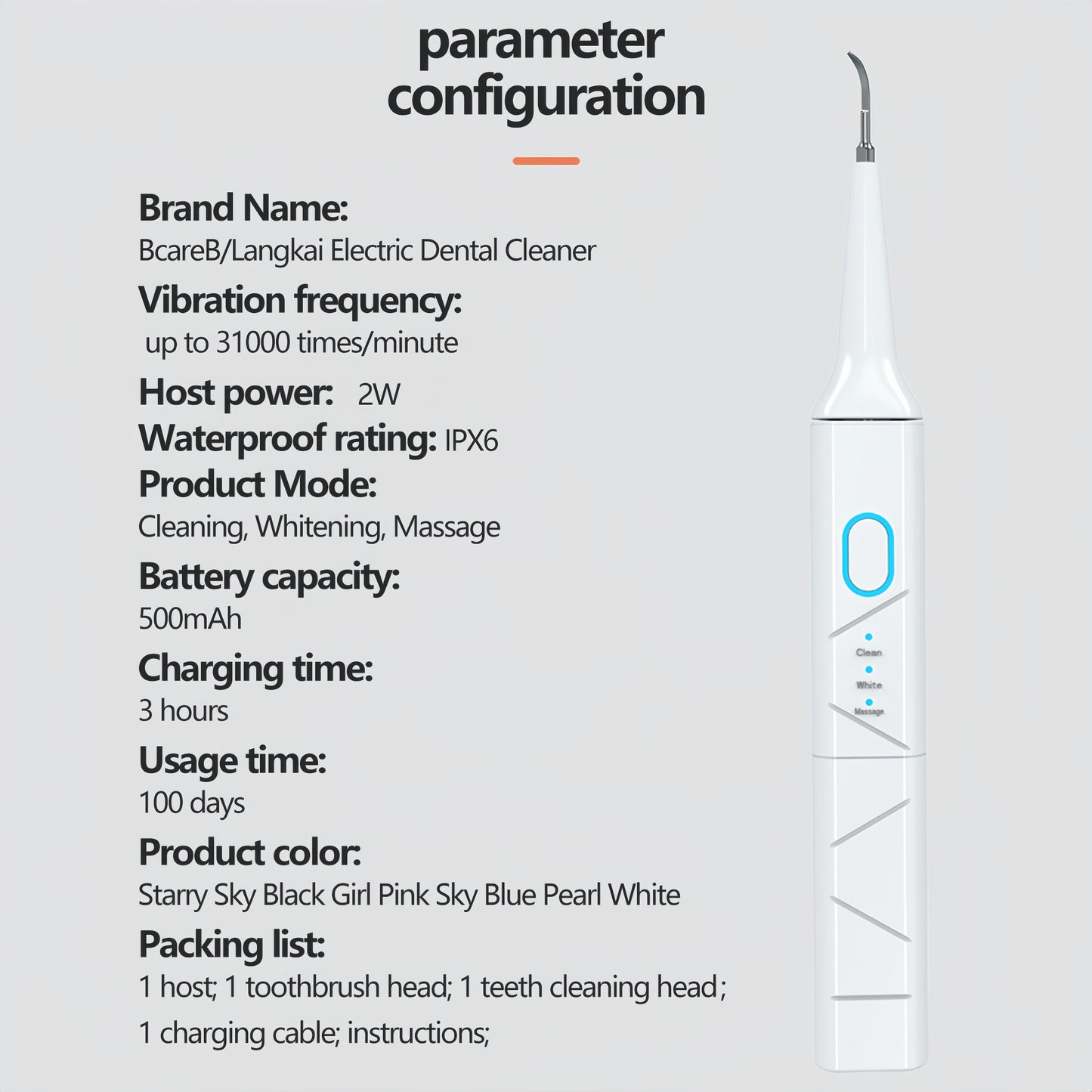 Direct USB-C Water Flosser - 1500PSI, IPX7, 200ml Tank