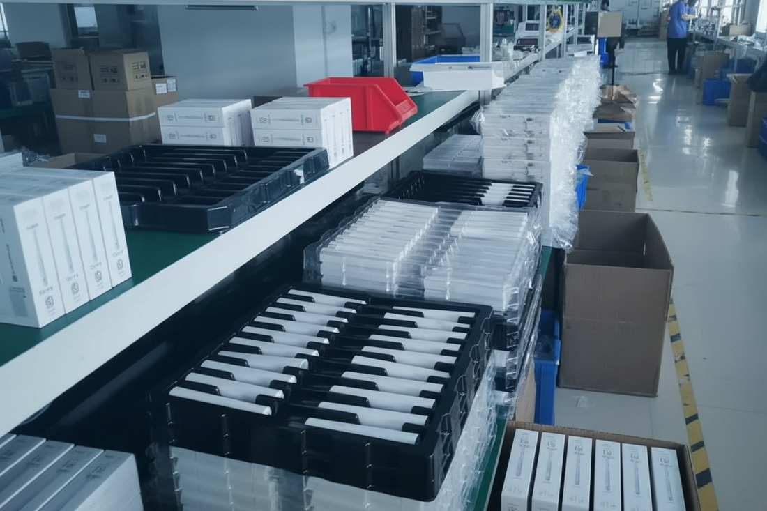 Export packaging and carton palletizing line for international electric toothbrush orders