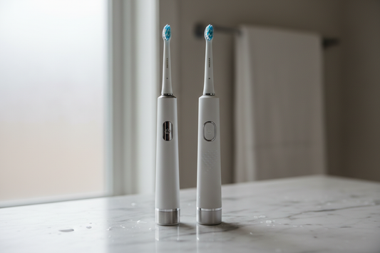 Sonic and rotating-oscillating electric toothbrushes side by side for private label OEM comparison