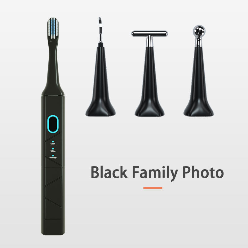 Direct USB-C Electric Dental Cleaner 28,000 VPM | PA6119 with black handle and three interchangeable cleaning heads