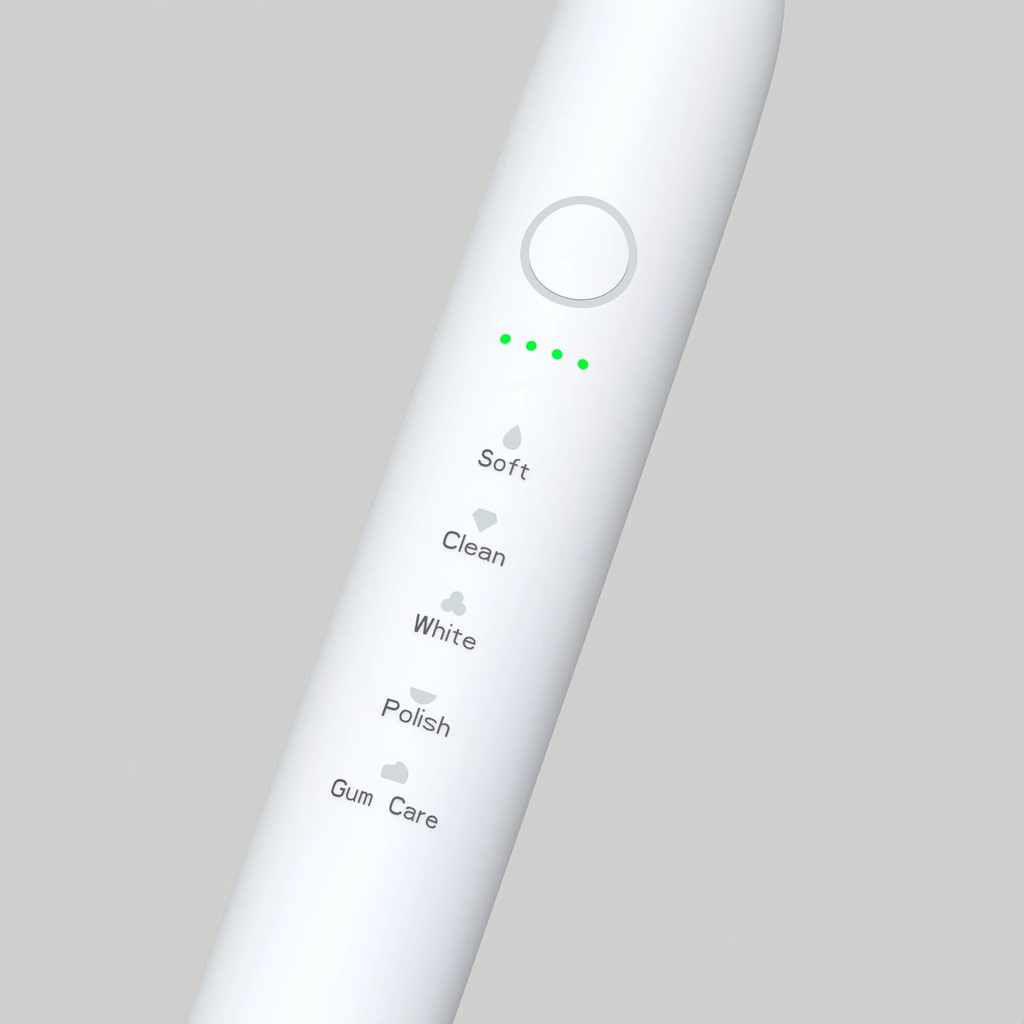 Close-up of Sonic Electric Toothbrush 36,000 VPM | PA5618 control panel showing multiple cleaning modes and LED indicators.