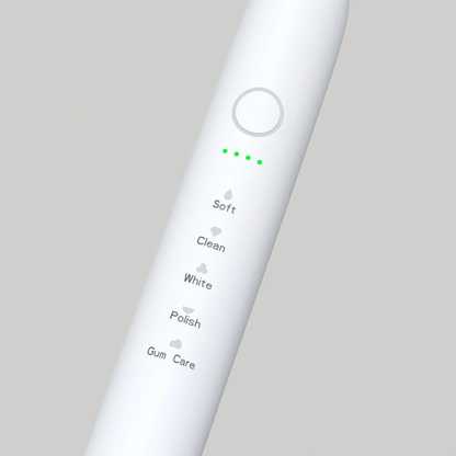 Close-up of Sonic Electric Toothbrush 36,000 VPM | PA5618 control panel showing multiple cleaning modes and LED indicators.