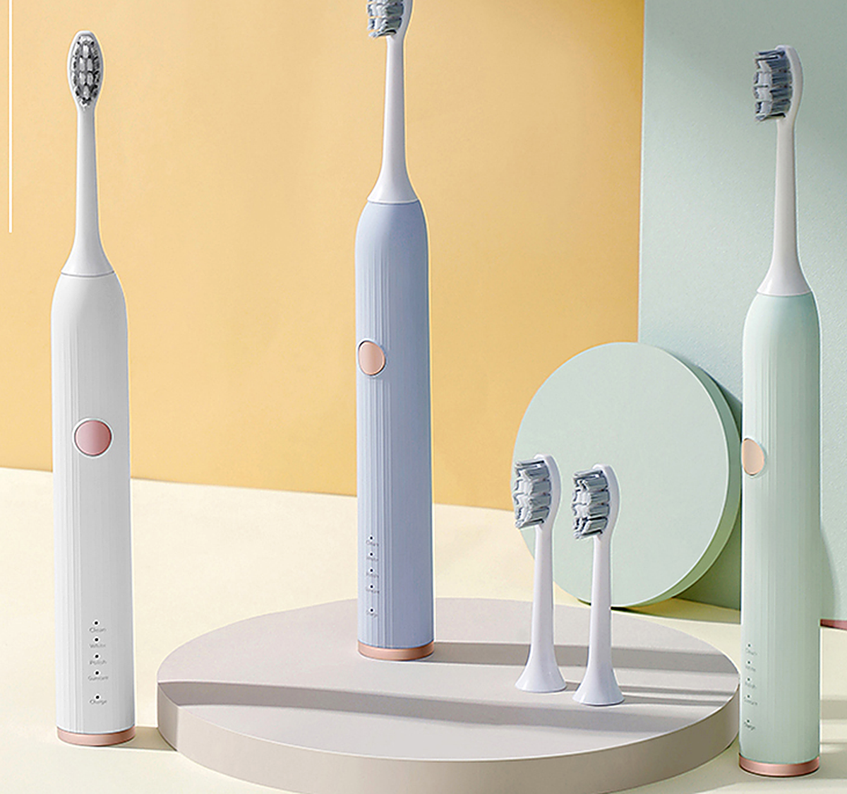 White S1 sonic electric toothbrush upright with oval brush head and front display