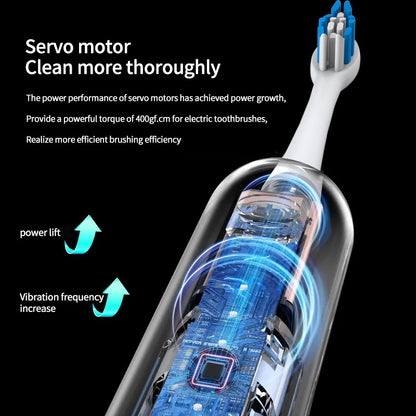 Rotating Electric Toothbrush | PA3618 showing internal servo motor and circuit for increased power and vibration frequency.