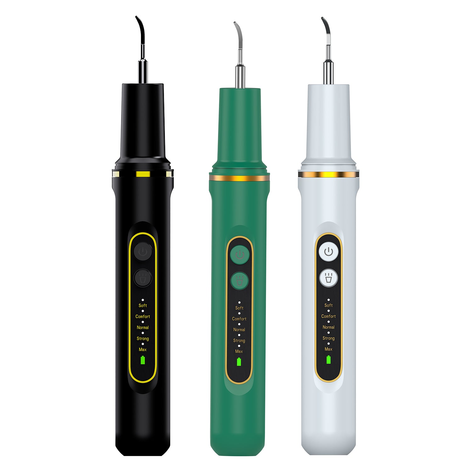 Ultrasonic Dental Cleaner 42,000Hz | PA8017 in black, green, and white with control buttons and cleaning tips visible