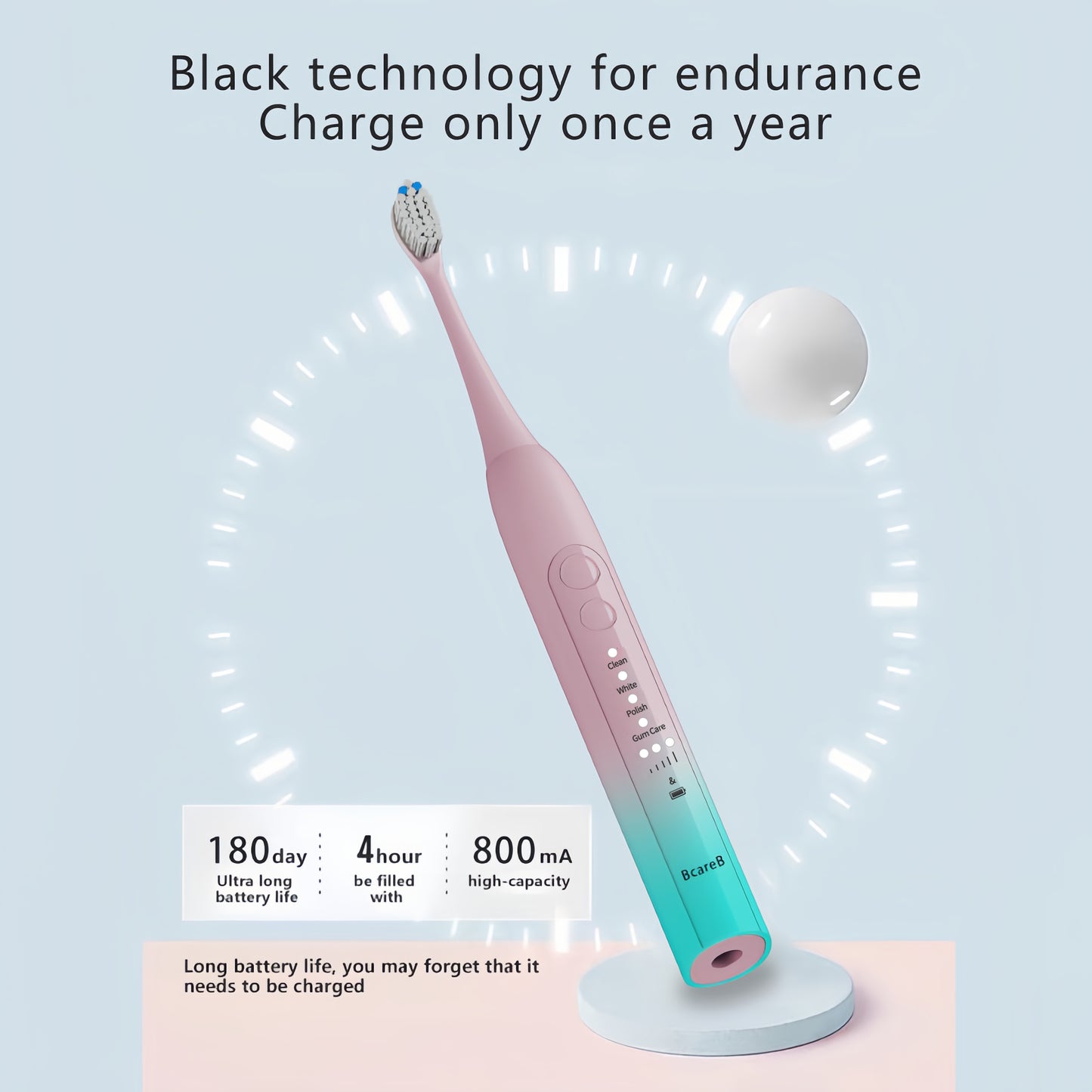 Art-Color Sonic Electric Toothbrush | PA5118 with long battery life and sleek pink and blue design on charging stand