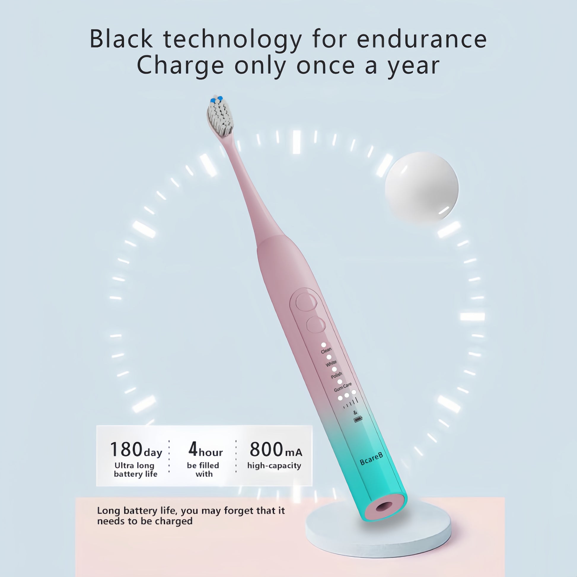 Art-Color Sonic Electric Toothbrush | PA5118 with long battery life and sleek pink and blue design on charging stand