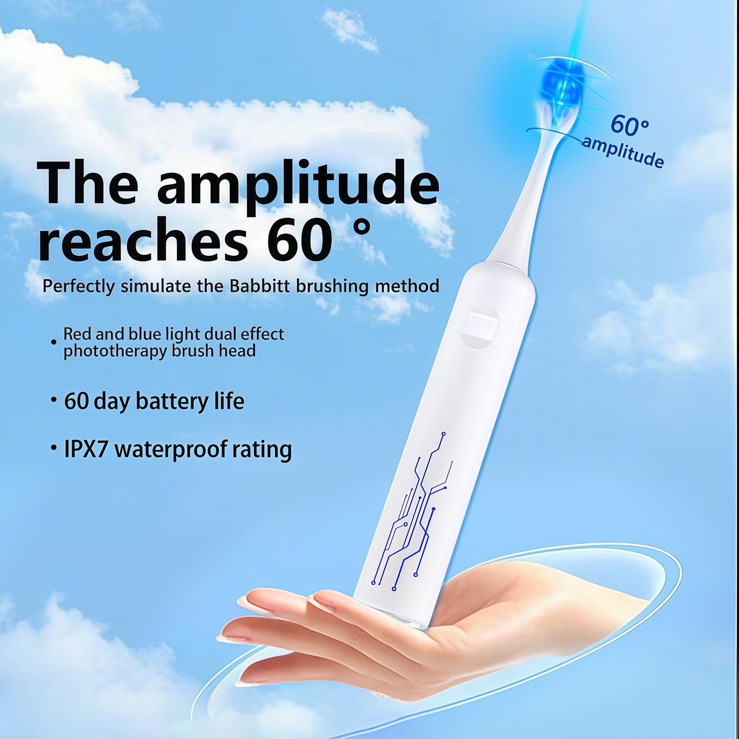 Sonic Oscillating-Sweep Electric Toothbrush with 40,000 VPM & 5 Modes