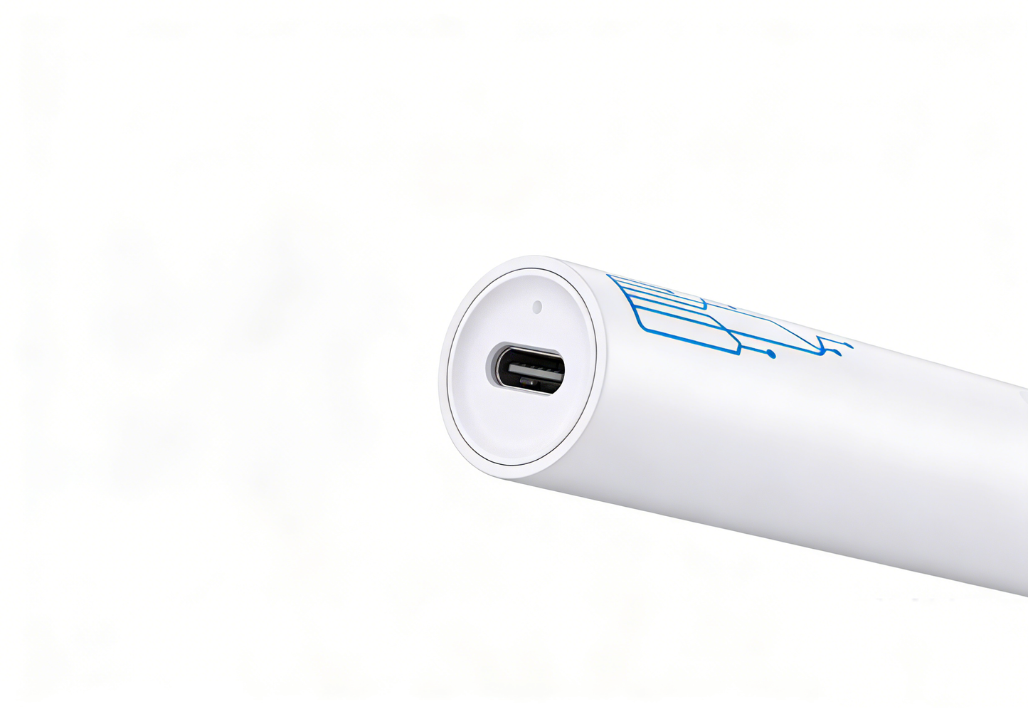 Close-up of charging port on the Sonic Oscillating-Sweep Electric Toothbrush 40,000 VPM | PA5718 in white.