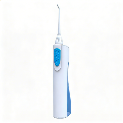 Electric Water Flosser | PA5338 in white and blue with a slim nozzle for efficient oral cleaning.