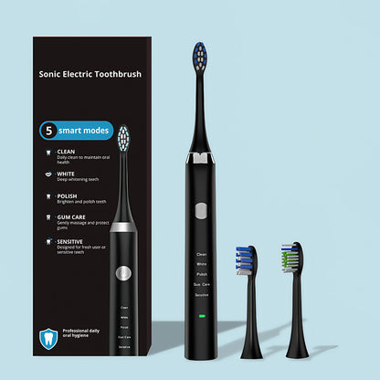 Sonic Electric Toothbrush 36,000 VPM | PA5618 with black handle, 5 smart modes, and two extra brush heads.