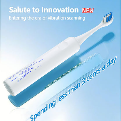 Sonic Oscillating-Sweep Electric Toothbrush 40,000 VPM | PA5718 in white with blue bristles and digital circuit design.