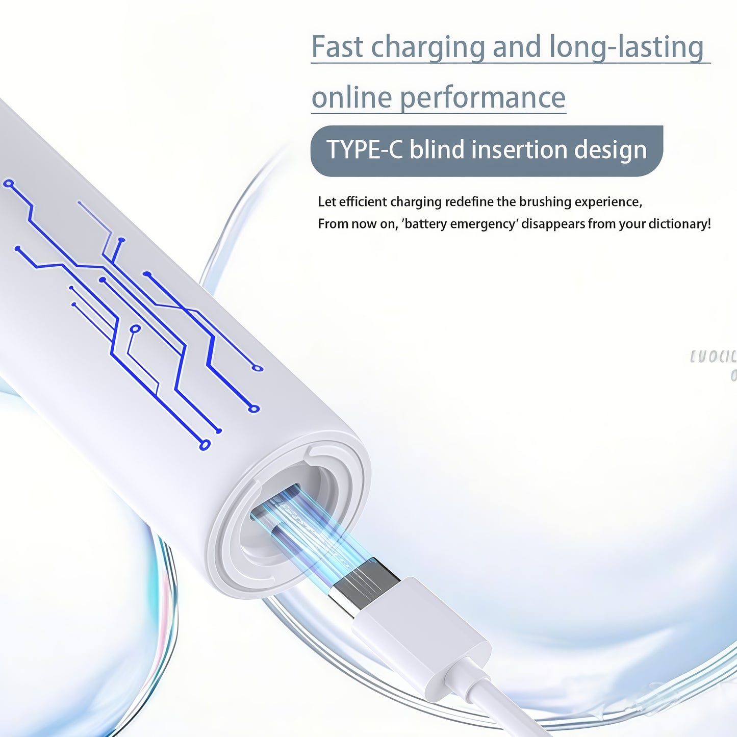 Sonic Oscillating-Sweep Electric Toothbrush 40,000 VPM | PA5718 showing Type-C charging port with fast charging feature.