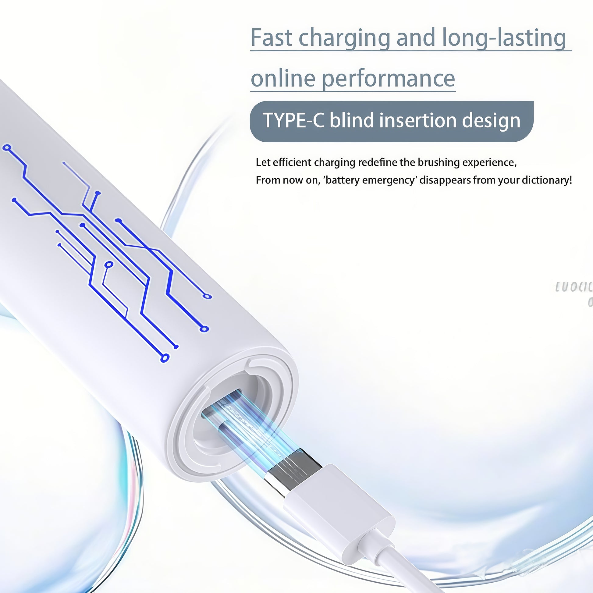 Sonic Oscillating-Sweep Electric Toothbrush 40,000 VPM | PA5718 showing Type-C charging port with fast charging feature.