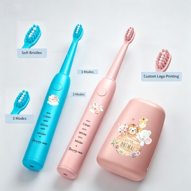 PA-209 Kids Electric Toothbrush OEM - 4 Colors Blue Pink Mint Purple with Accessories