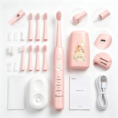 PA-209 Kids Electric Toothbrush Custom Capabilities - Colors Logo Packaging Accessory List