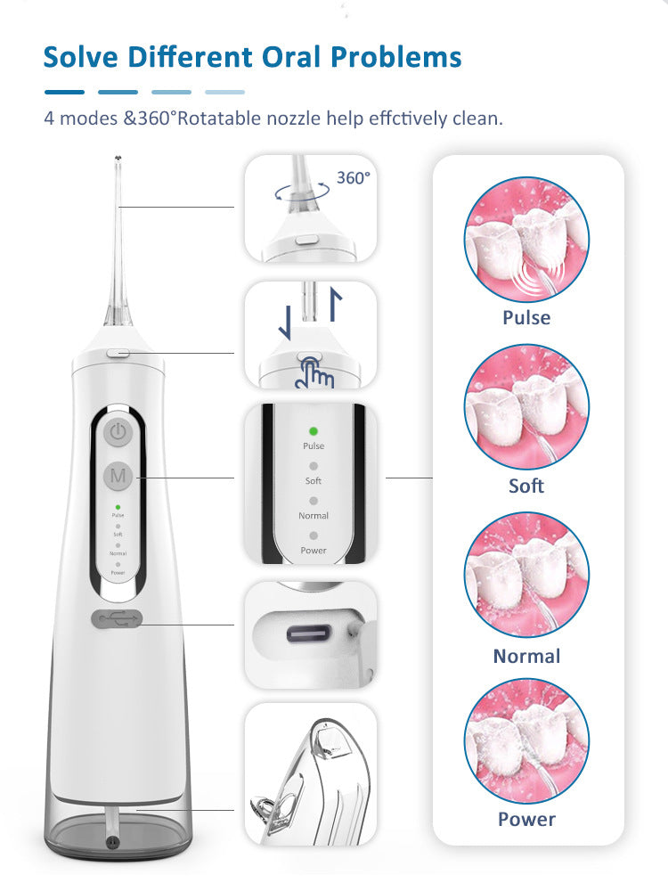 OQPO OEM Water Flosser M209 - Key Features: IPX7, Type-C, 310ml Tank