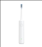 White ME08 electric toothbrush upright on white background