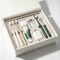 Luxury Manual Toothbrush Gift Set – Natural Ivory & Gold Edition